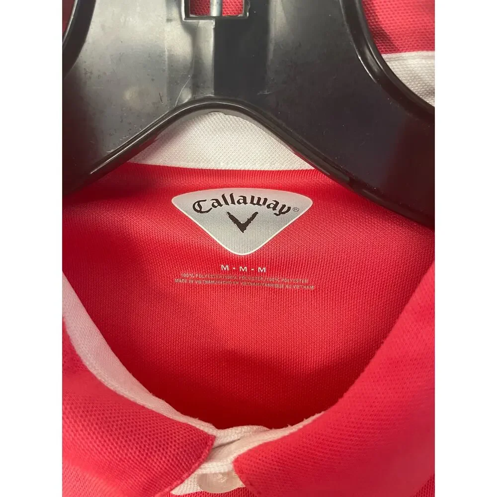 Callaway logo golf polo shirt short sleeve coral pink men's size medium